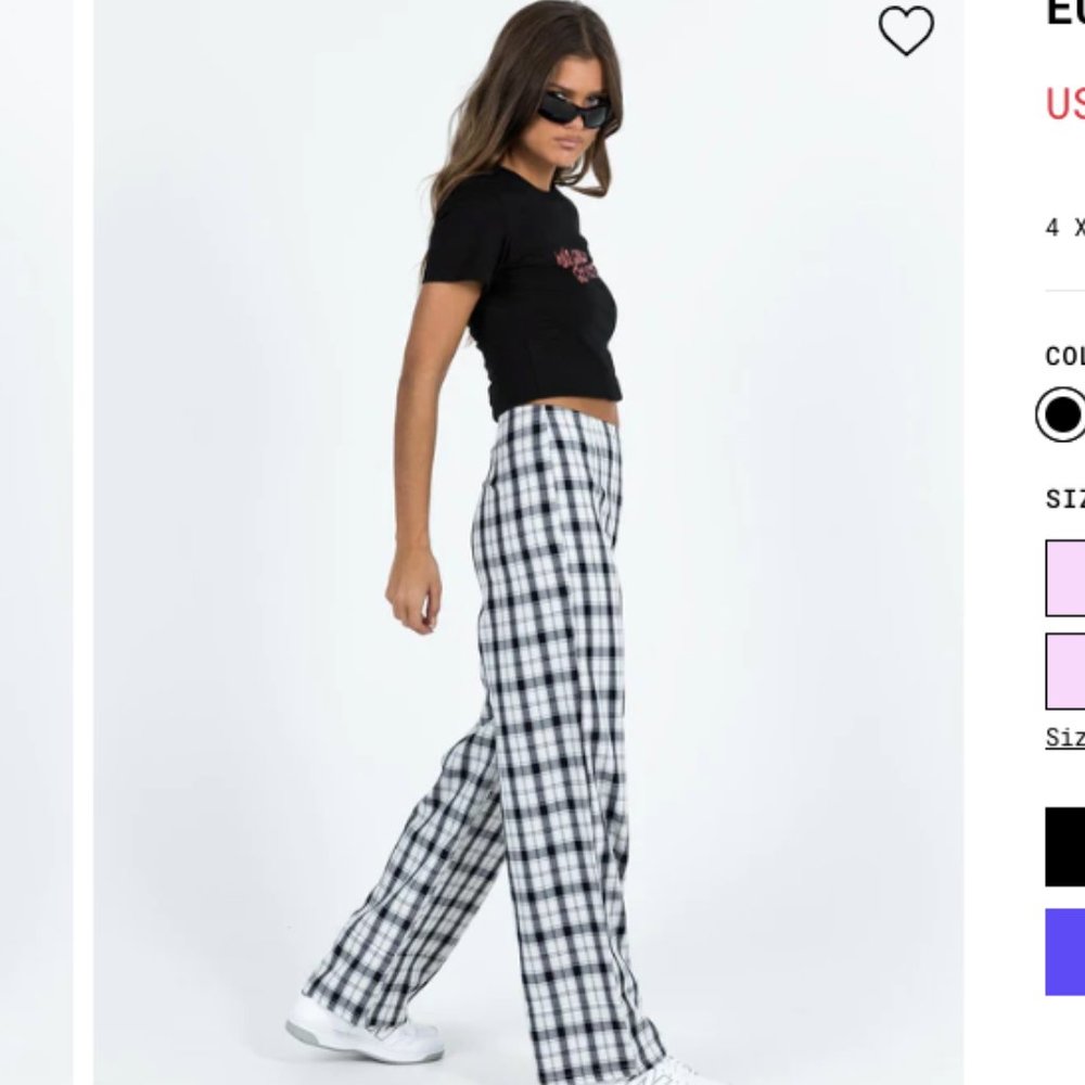 Princess Polly EUROS PANTS BLACK/WHITE - Picture 3 of 6